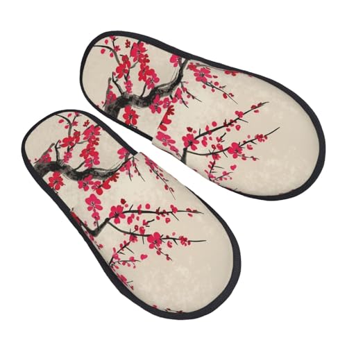 Baumwolle Pantoffeln Japanische Blütenkirsche Scuff Hausschuhe Rutschfeste Hauspantoffeln Für Unisex Schlafzimmer Weihnachten M von Generic