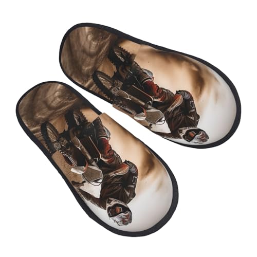 Baumwolle Pantoffeln Moto-Cross Scuff Slippers Gemütlich Hausschuhe Für Unisex Winter Weihnachten L von Generic