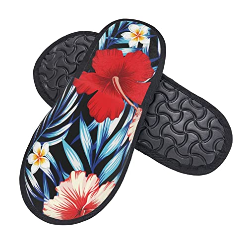 Baumwolle Pantoffeln Rote Und Rosa Hibiskusblüte Kunstalpaka Pantoffeln Luxuriös Hausschuhe Für Unisex Schlafzimmer Drinnen M von Generic