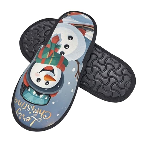 Baumwolle Pantoffeln Schöne Weihnachten Cartoon Skifahren Schneemann Flauschiges Hauspantoffeln Mit Fellfutter Pantoffeln Für Weihnachten Winter Den Alltag M von Generic
