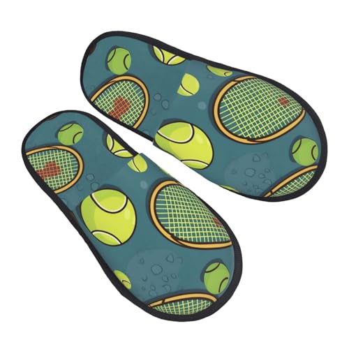 Baumwolle Pantoffeln Tennisschläger Und Tennisbälle Rutschfeste Hauspantoffeln Wärme Pantoffeln Für Unisex Schlafzimmer Weihnachten L von Generic