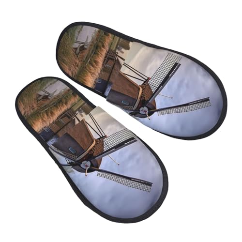 Baumwolle Pantoffeln Traditionelle Windmühle Mit Fellfutter Hausschuhe Luxuriös Hauspantoffeln Für Draußen Schlafzimmer Den Alltag M von Generic