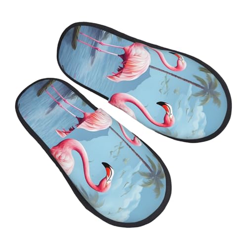 Baumwolle Pantoffeln Tropische Flamingos Scuff Hausschuhe Gemütlich Slippers Für Unisex Weihnachten Winter M von Generic