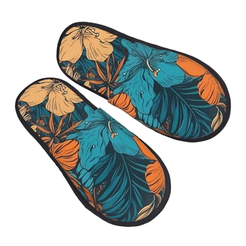 Baumwolle Pantoffeln Tropisches Blumenmuster Luxuriös Hausschuhe Weiches Hauspantoffeln Für Weihnachten Draußen Drinnen L von Generic