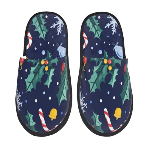 Baumwolle Pantoffeln Weihnachtsmann-Kunstgemälde Wärme Hausschuhe Rutschfeste Slippers Für Unisex Schlafzimmer Winter M von Generic