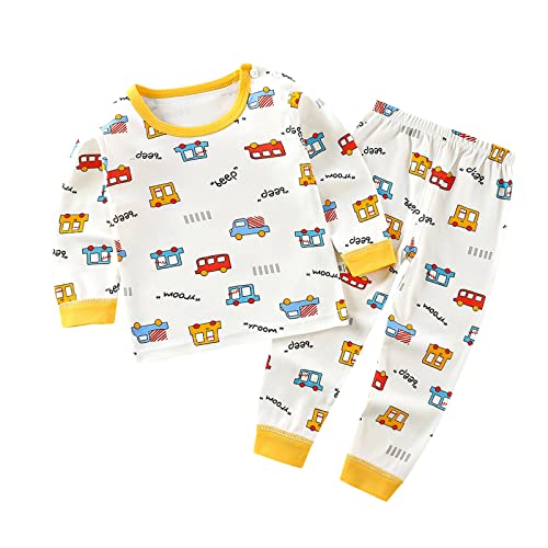 Baumwolle Pyjama Set Baby Jungen Mädchen Dino Schlafanzüge Lange Dinosaurier Pyjama Cute Drucke Nachtwäsche Zweiteiliger Hauskleidung Kinder Langarm Tops and Lang Hosen (W, 2-3 Years) von Generic
