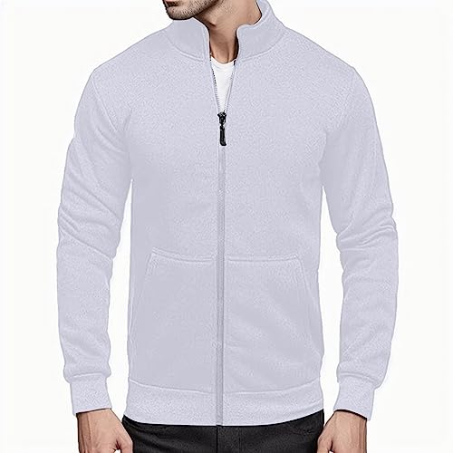 Baumwolle Sweatjacke Herren Einfarbig Herbst Winter Übergangsjacke Reißverschluss Regular Fit Sportjacke Schlichter Freizeit Jacken Langarm Basic Trainingsjacke von Generic