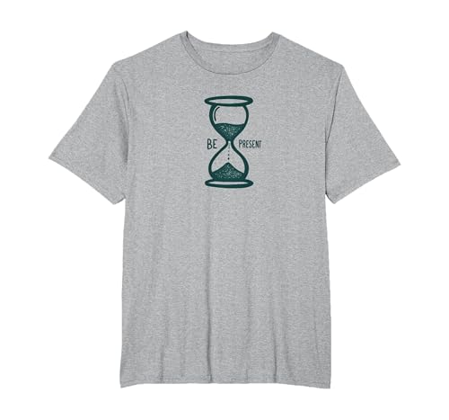 Be Present Sanduhr Achtsamkeit Inspirierend T-Shirt, Herren Große Größen, Grau Meliert, 5X Tall von Generic