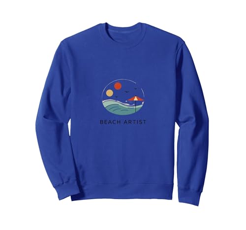 Beach Artist: Serene Coastal Scene Logo mit Regenschirm Sweatshirt, Unisex für Erwachsene, Königsblau, L von Generic