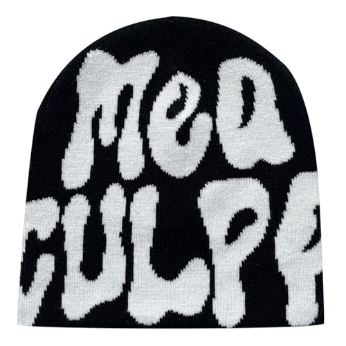 Beanie Mütze Herren Damen Teenager Y2k Strickmützen Winter Knit Skater Hip Hop Baumwolle Skimütze Fashion Harajuku Spider MEA Printed Strick Mütze Web Soft Outdoor Casual Beanie Cap Hut von Generic