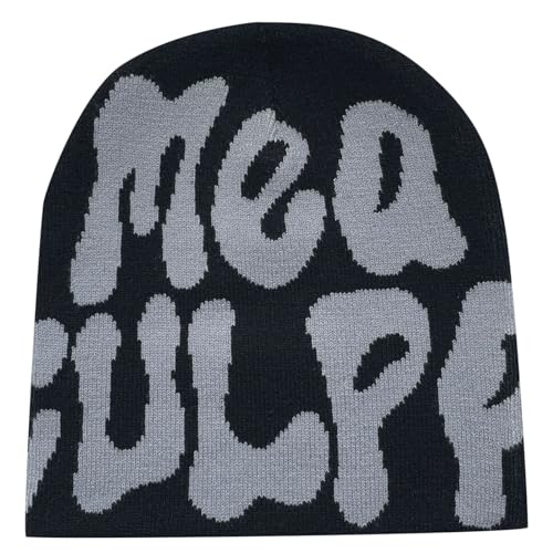 Beanie Mütze Herren Damen Teenager Y2k Strickmützen Winter Knit Skater Hip Hop Baumwolle Skimütze Fashion Harajuku Spider MEA Printed Strick Mütze Web Soft Outdoor Casual Beanie Cap Hut von Generic