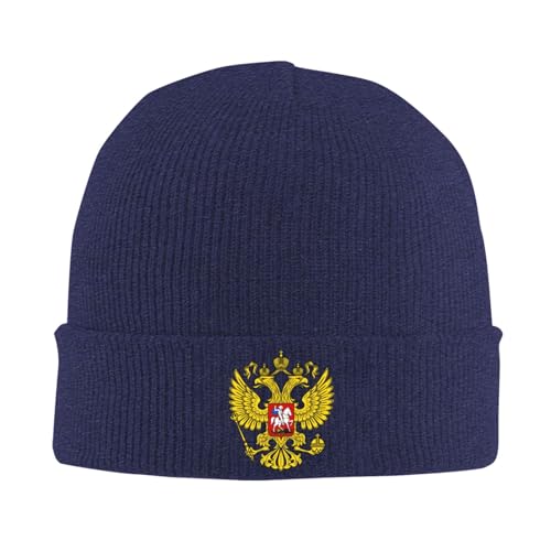 Beanie Mütze Russland Flagge Russisches Emblem Stolz Strickmütze Daily Beanie Hat Bequeme Cuffed Hats Für Running Camping Alle Jahreszeiten von Generic