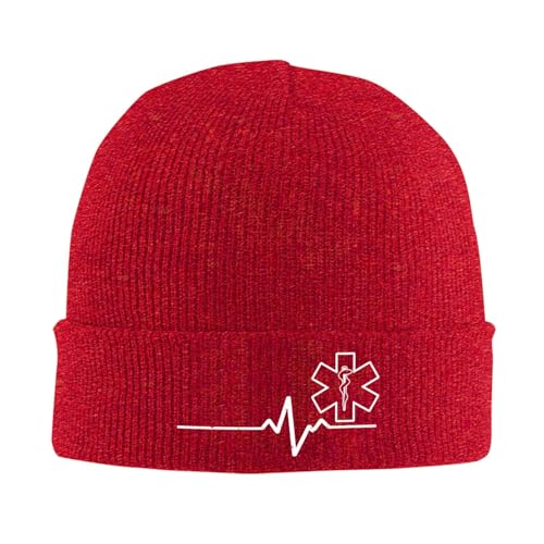 Beanie Mütze Sanitäter Herzschlag Dünne Weiße Linie Strickmütze Daily Beanie Hat Weich Wintermütze Für Running Fischen Camping von Generic