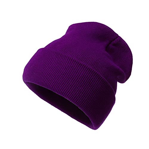 Beanie Mütze für Herren und Damen Lässige Warme Beanie Wintermütze mit Wolle Weiche Mütze Weiche Beanie Klassische Unisex Mütze für Frühling Herbst und Winter Lila Saohuo von Generic