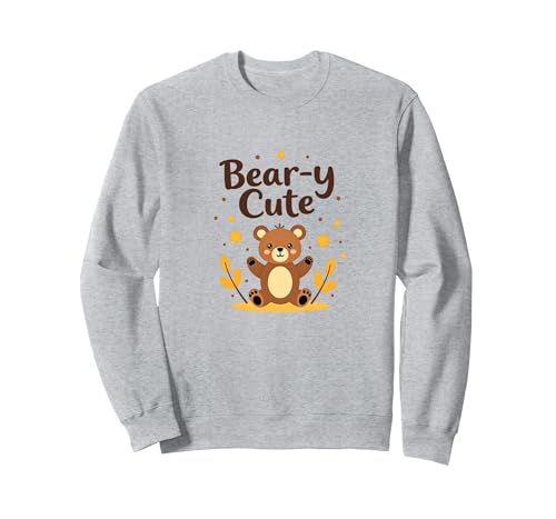 Bear-y süße süße Teddy-Sterne Kinder Herbstgeschenk Sweatshirt, Unisex für Erwachsene, Grau Meliert, XXL von Generic