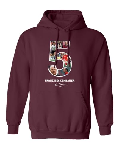 Beckenbauer Deutsche Fußballlegende Nr. 5 Collage Unisex-Sweatshirt mit Kapuze (Kastanienbraun, X-Large) von Generic