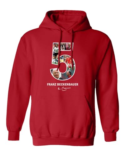 Beckenbauer Deutsche Fußballlegende Nr. 5 Collage Unisex-Sweatshirt mit Kapuze (Rot, Klein) von Generic