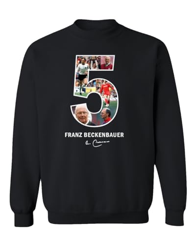 Beckenbauer Deutsche Fußballlegende Nr. 5 Collage Unisex-Sweatshirt mit Rundhalsausschnitt (Schwarz, X-Large) von Generic