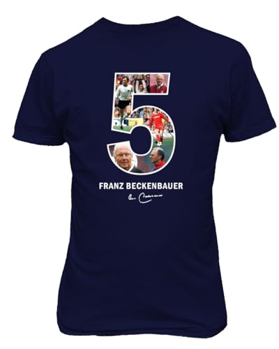 Beckenbauer Deutsche Fußballlegende Nr. 5 Collage Unisex-T-Shirt (Marineblau, Groß) von Generic