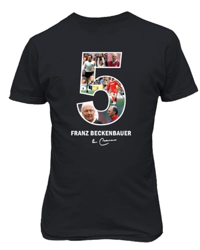 Beckenbauer Deutsche Fußballlegende Nr. 5 Collage Unisex-T-Shirt (Schwarz, 5X-Large) von Generic