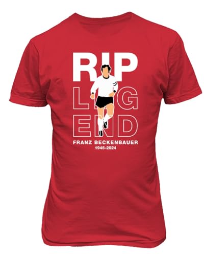 Beckenbauer Fußballlegende RIF 1945-2024 Unisex-T-Shirt (Rot, Klein) von Generic
