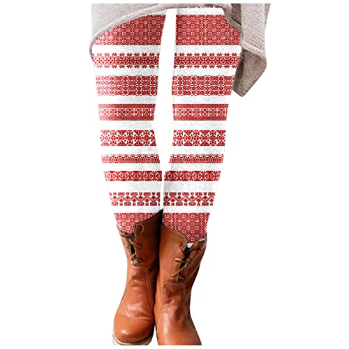 Bedruckte lange Leggings elastische schlanke All-Hosen für Frauen Rucksack Cool (Red, L) von Generic
