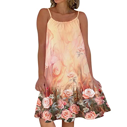 Bedrucktes Camisole-Kleid, Damene Ärmellos Elegant Kleider, Camisole-Kleid Mit Blumenmuster, Sommer-Strandkleid Mit Spaghetti-Trägern Für Damen von Generic