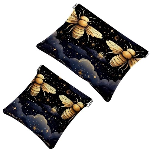 Bee-1343 Kosmetiktasche für Geldbörsen, wasserdichte Make-up-Tasche, Kosmetiktasche, tragbar, ohne Reißverschluss, 2 Stück, Mehrfarbig 04, A：7.1x5.8in/18x14.8cm，B:4.7x4.5in/12x11.5cm von Generic