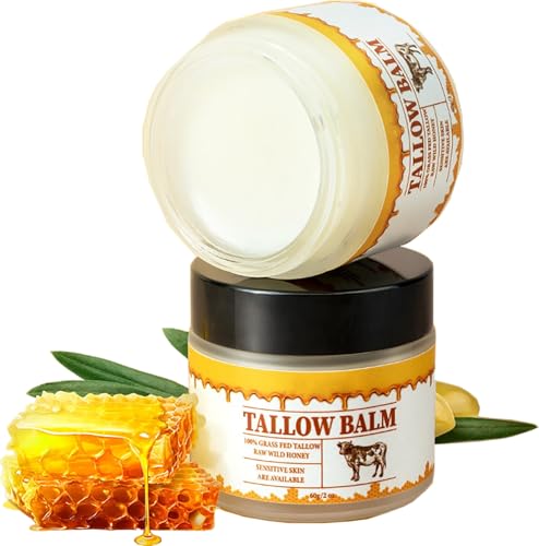 Beef Tallow Cream, Feuchtigkeitscreme Gesicht mit Honig, 2024 Rindertalg Creme Tallow Balm, Rinderfett Gesichtscreme für Damen Hautpflege - Talgbalsam Anti Falten Creme (3pcs) von Generic