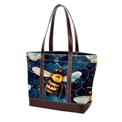 Bees and Flowers-1376 modische Damen-Umhängetasche, aus gewaschenem, strapazierfähigem Leder, mit Tragegriff oben, mit Taschen, Reißverschluss, Mehrfarbig 07, 33.8x12x31cm/13.3x4.7x12.2 in von Generic