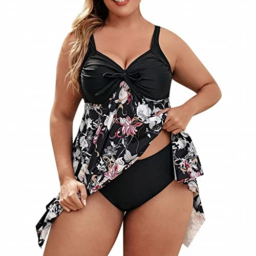 Befristetesangebot Tankini Damen Große Größen Push Up Tankini Grobe Gröben Lang Bademode Zweiteilig Elegant Blumenmuster Bunter Schwimmshirt Tankini Set Abitur 2024 Geschenke von Generic