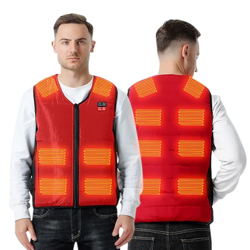 Beheizbare Weste Herren, Beheizte Jacke Zonen Heizung Einstellbar Temperatur Beheizbare Jacke, Outdoor-Westen für Herren Heizweste Fahrradweste Herren für Outdoor Wandern,Skifahren, Camping von Generic