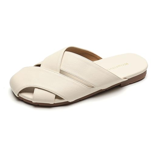 Beige,38 EU,Damen Mary Jane Flats Slingback Slip-On Flache Schuhe Hohlkappe Pantoletten Hausschuhe Elegante Bequeme Strand-Freizeitschuhe Beige,38 EU,Damen Mary Jane Flats Slingback Slip-On Flache Schuhe Hohlkappe Pantoletten Hausschuhe Elegante Bequeme Strand-Freizeitschuhe von Generic