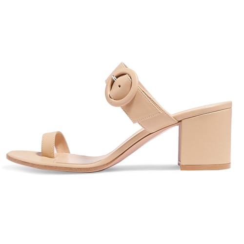 Beige,39 EU,Pantoletten mit Absatz für Damen, offene Zehenpartie, Flip-Flops, Sandalen mit klobigem Blockabsatz, Slingback-Slipper, Elegante Schuhe mit Schnallenriemen Beige,39 EU,Pantoletten mit Absatz für Damen, offene Zehenpartie, Flip-Flops, Sandalen mit klobigem Blockabsatz, Slingback-Slipper, Elegante Schuhe mit Schnallenriemen von Generic