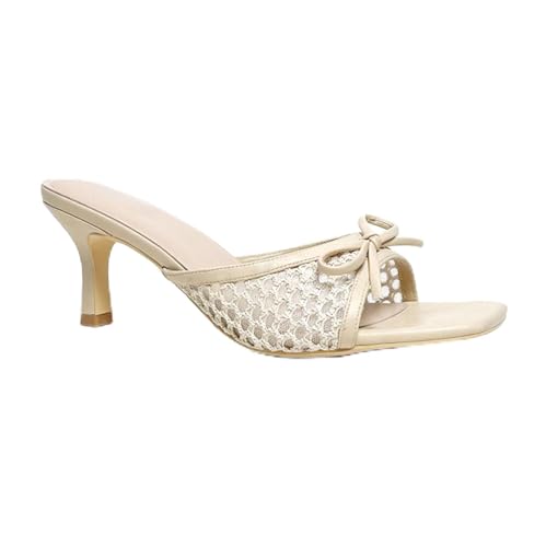 Beige,40 EU,Damen High Heel Sandalen Mesh Quadratische offene Zehen Pantoletten Schleife Slip-on Stiletto Hausschuhe Party Ball Freizeit Kleid Slide Schuhe Beige,40 EU,Damen High Heel Sandalen Mesh Quadratische offene Zehen Pantoletten Schleife Slip-on Stiletto Hausschuhe Party Ball Freizeit Kleid Slide Schuhe von Generic