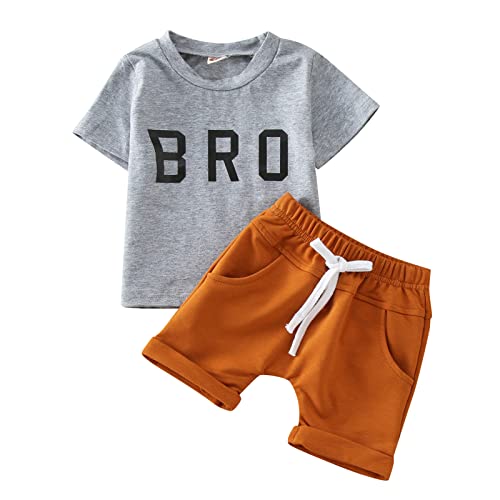 Bekleidungssets Baby Kinder Jungen Mädchen Tops Sweatshirt +Hosen Jungen Sommer Monate Kleidung Casual 0-24 Solide T-Shirt Kurze Outfits Shorts Set Elastische Pullover Outfit109 (Grey, 18-24 Months) von Generic