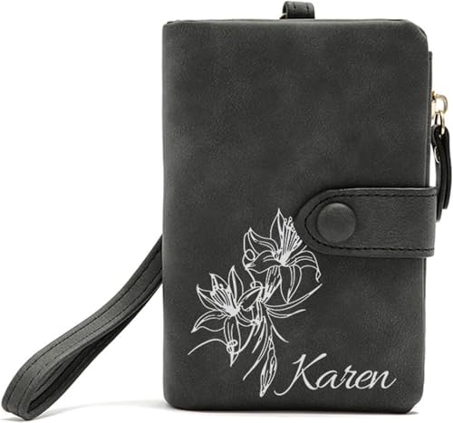 Benutzerdefinierte Brieftasche Personalisierte Lederbrieftasche Benutzerdefinierte Geburtsblume Name Gravur Handtasche mit Abnehmbarer Handschlaufe Geschenk für Frauen Mütter Freundinnen, Schwarz Benutzerdefinierte Brieftasche Personalisierte Lederbrieftasche Benutzerdefinierte Geburtsblume Name Gravur Handtasche mit Abnehmbarer Handschlaufe Geschenk für Frauen Mütter Freundinnen, Schwarz von Generic