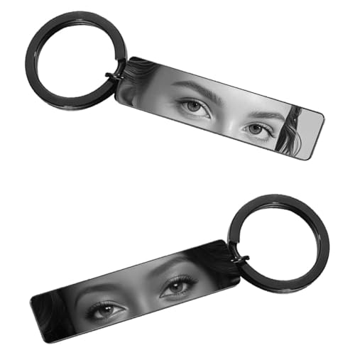Benutzerdefinierter Schlüsselanhänger Personalisiert Gravierten Augen Foto Schlüsselanhänger Edelstahl Einzigartiges Paar Geschenk Gravur Auge des Verliebten für Männer Frauen, 4 Farben von Generic