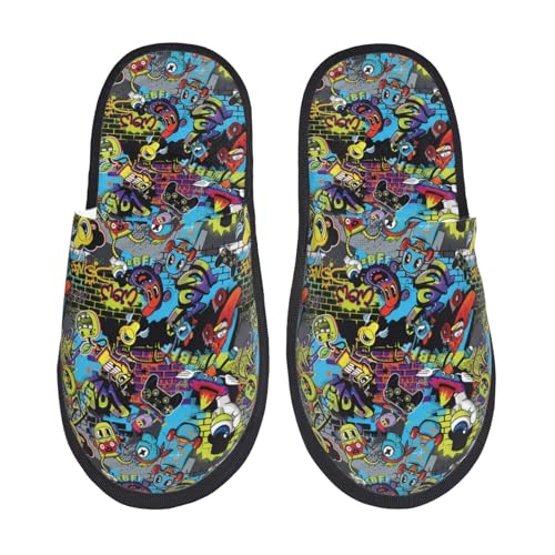 Bequeme Gästehausschuhe Moderne Augen Der Q-Version Filzpantoffeln Flauschig Plüsch Puschen Für Männer, Hotel, Frauen L von Generic