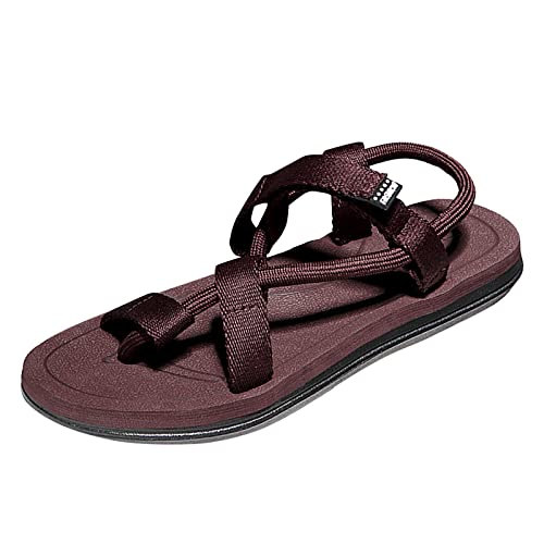 Bequeme Pantoletten Herren Pantoletten-Schlappen-Sommerschuhe Tanga Flip Flops Base Schuhe Mit Verstellbarer Rieme Pantoletten Outdoor Wandern Sandalen Abendschuhe von Generic