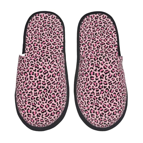 Bequeme Schlappen Trendy Pink Leopard Süß Hüttenschuhe Waschbare Plüsch Pantoffeln Für Spa, Hotel, Reisen M von Generic