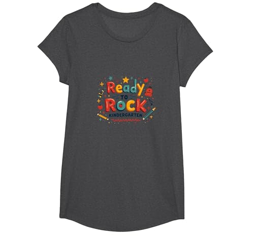 Bereit, den Kindergarten zu rocken T-Shirt, Girls, Anthrazit Meliert, XS von Generic