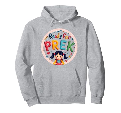 Bereit für PreK Süße Schulanfänger, Spannung für Mädchen Pullover Hoodie, Unisex für Erwachsene, Grau Meliert, L von Generic