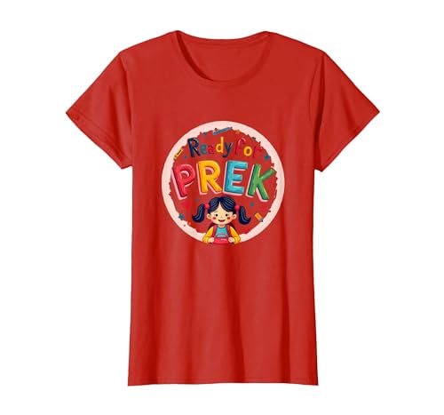 Bereit für PreK Süße Schulanfänger, Spannung für Mädchen T-Shirt, Damen, Rot, M von Generic