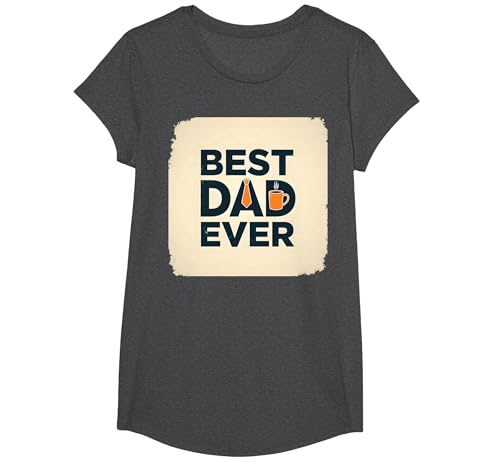 Best Dad Ever Daddy Geschenk Vatertag Retro Kaffeeliebhaber T-Shirt, Girls, Anthrazit Meliert, L von Generic