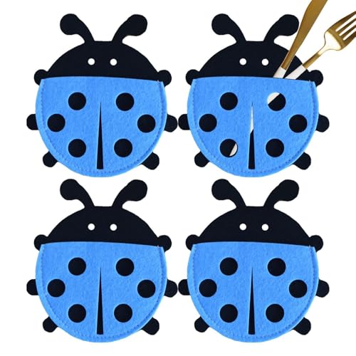 -Besteckhalter aus Filz, Utensilien-Besteckhalter, n Marienkäfer Form Silberbesteck Geschirr Utensilienhalter, Cartoon-besteckhalter für Café, Hotel, Restaurant, Küche von Generic