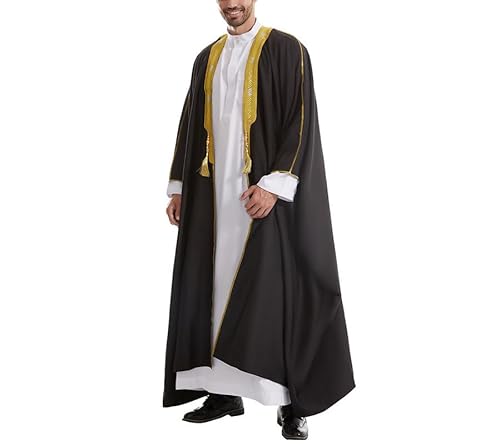 Bestickter muslimischer Abaya-Robe für Herren, Kimono, islamischer Arabien-Dubai-Robe, vorne offen, Kaftan-Kimono Bestickter muslimischer Abaya-Robe für Herren, Kimono, islamischer Arabien-Dubai-Robe, vorne offen, Kaftan-Kimono von Generic