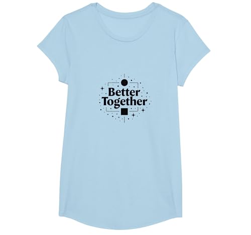 Better Together Bestie Twinning Cosmic Friendship Zitat T-Shirt, Girls, Himmelblau, S von Generic