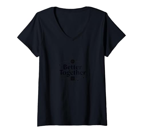 Better Together Bestie Twinning Cosmic Friendship Zitat T-Shirt mit V-Ausschnitt, Damen, Schwarz, XXL von Generic