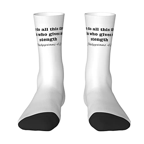 Bibelvers Crew Socken Jesus Socken Kleid Socken Kreuz Strümpfe Christliche Neuheit Sportsocken Lange Socken, Bibelvers 08, One size von Generic